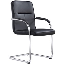 Rose Cantilever Visitor Chair With Arms Black PU