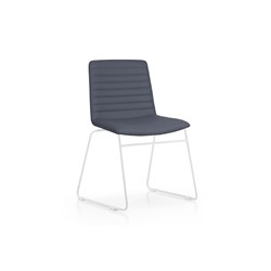 Rapidline Pixel Visitor Chair White Sled Base French Navy PU Leather Seat