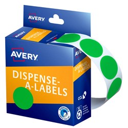 Avery Removable Dispenser Labels 24mm Round Green Pack Of 500