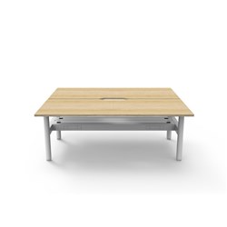 Rapidline Halo Static Back To Back Workstation + Cable Tray 2 Person 1800Wx730mmH Oak/Wht