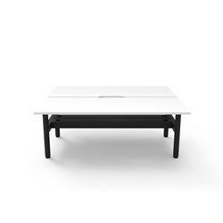 Rapidline Halo Static Back To Back Workstation + Cable Tray 2 Person 1800Wx730mmH Wht/Blk