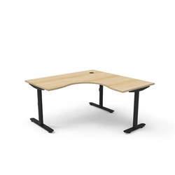 Rapidline Halo Static Corner Workstation 1500/1500W x 750D x 730mmH Oak/Black