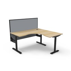 Rapidline Halo Static Corner Workstation + Screen 1500/1500W x 1330mmH Oak/Black