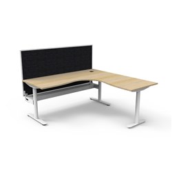 Rapidline Halo Static Corner Workstation + Screen + Tray 1800/1800W x 1330mmH Oak/White