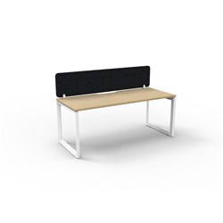 Rapidline Deluxe Infinity Desk Loop Leg Single Sided + Black Eco Screen 1200Wx730mmH Oak/Wh