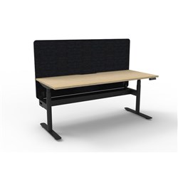 Rapidline Halo+ Single Sided Workstation + Black Eco Screen +Tray 1500Wx620-1270mmH Oak/Bl