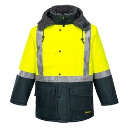 Huski Hi-Vis Contrast Freezer Jacket Large Yellow And Forest Green