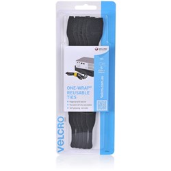 Velcro® Brand Reusable Ties 25 x 200mm Black Pack Of 5