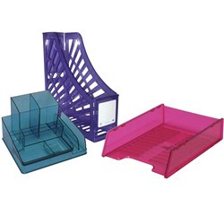 Italplast Desk Organiser Translucent Tinted Blue