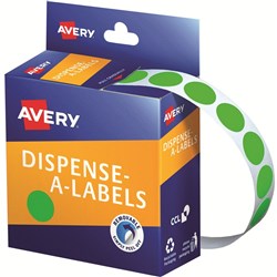 Avery Removable Dispenser Labels 14mm Round Fluoro Green Pack Of 700