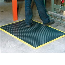 Italplast Anti Fatigue Bubble Mat 120 x 90cm Black Mat Yellow Edging