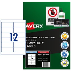 Avery Identification Removable Heavy Duty Laser White L4776 99.1x42.3mm 12UP 240 Labels