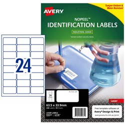 Avery NoPeel Laser Labels Identification White L6146 63.5x33.9mm 24UP 240 Labels